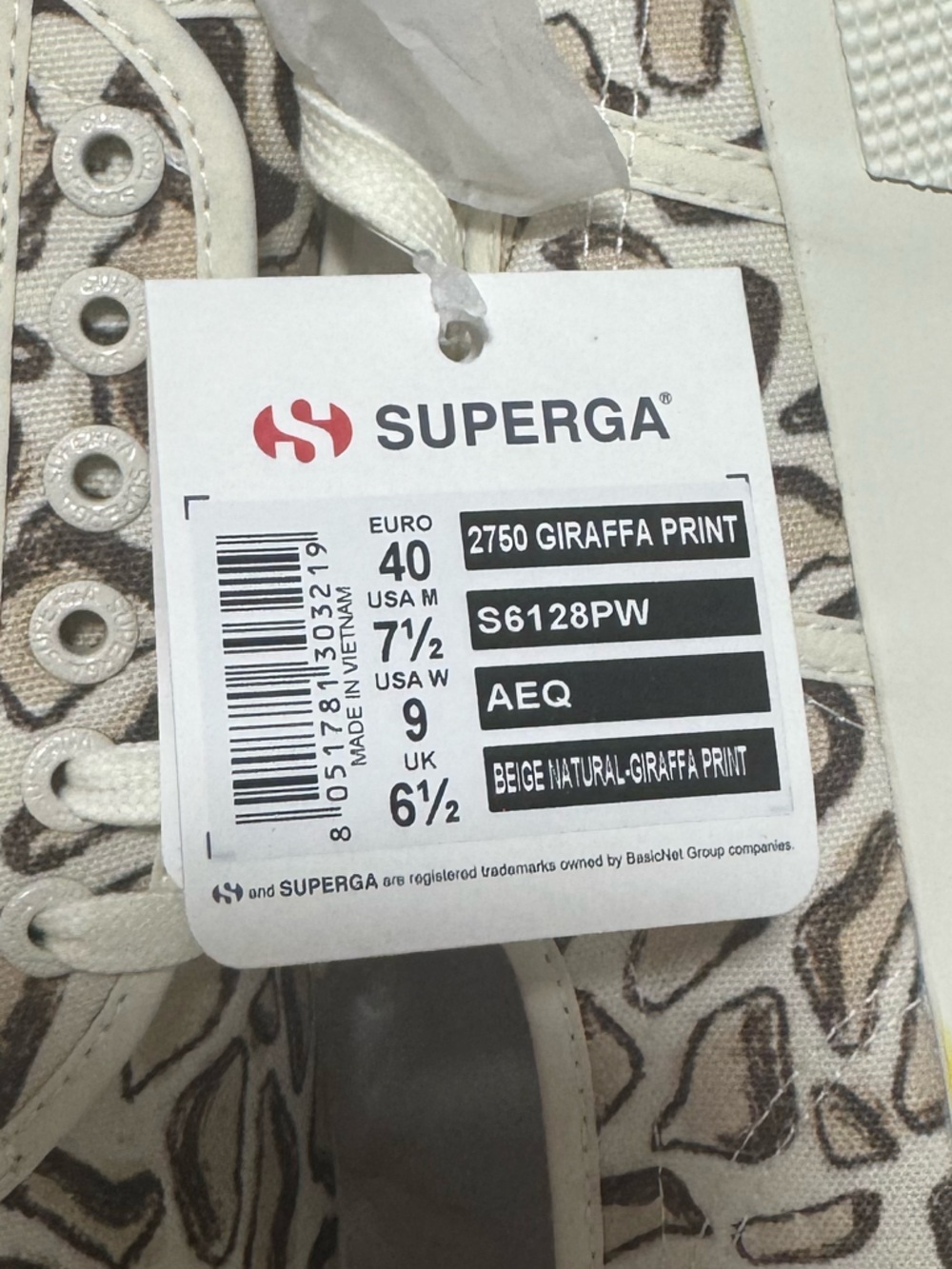 Superga 2750 Giraffa Print Sneakers Beige Natural Leopard Size 7.5 NWT - Picture 7 of 10